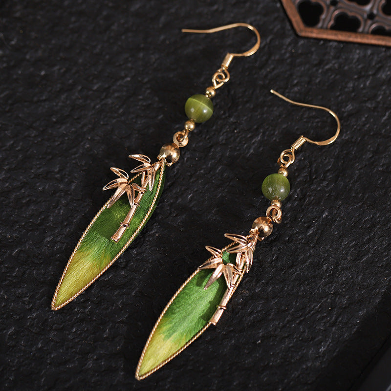 Green Leaf Earrings detail view