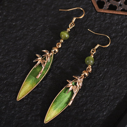 Green Leaf Earrings detail view