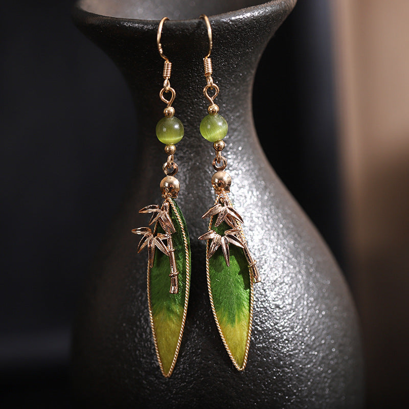 Green Leaf Earrings display view
