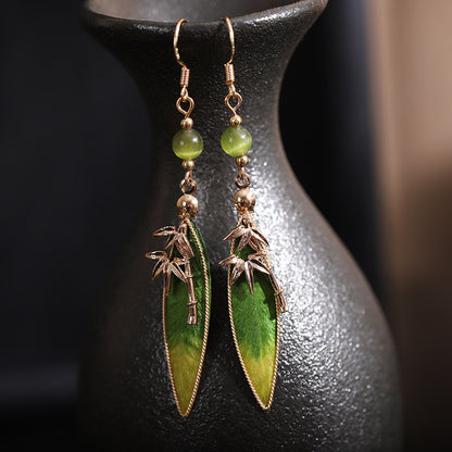 Green Leaf Earrings display view