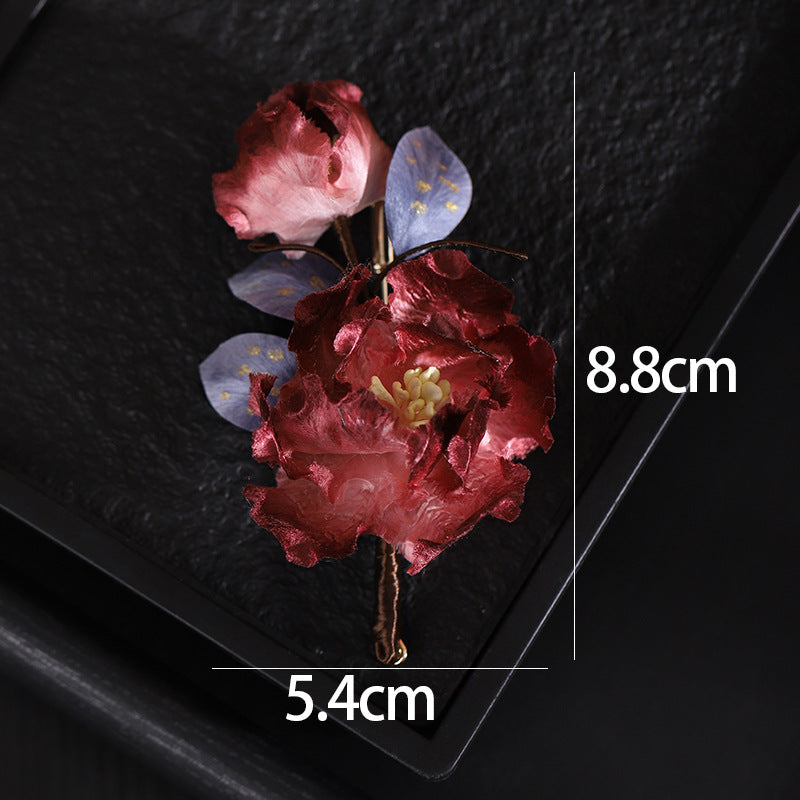 Peony Flower Brooch size measurement
