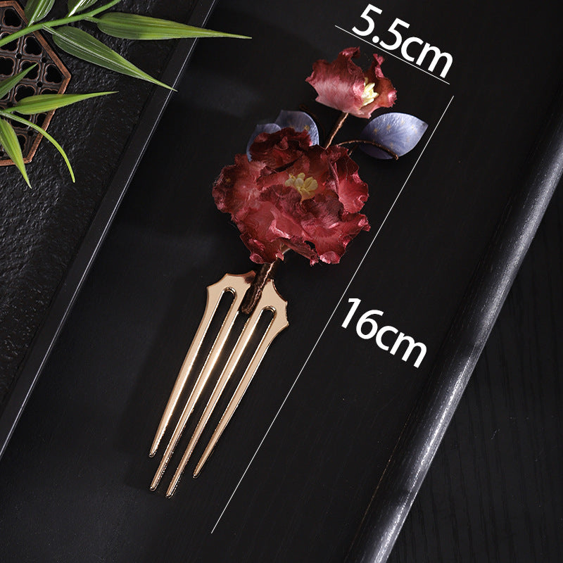 Peony Flower Hair Comb size measurement