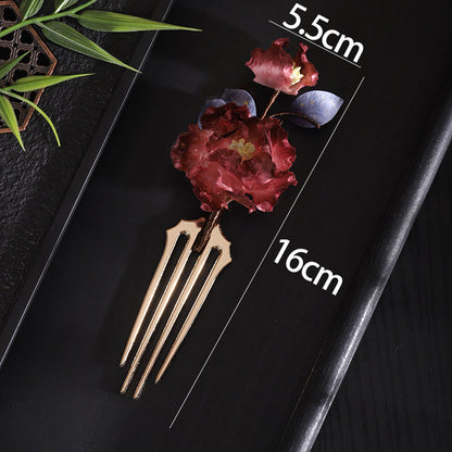 Peony Flower Hair Comb size measurement